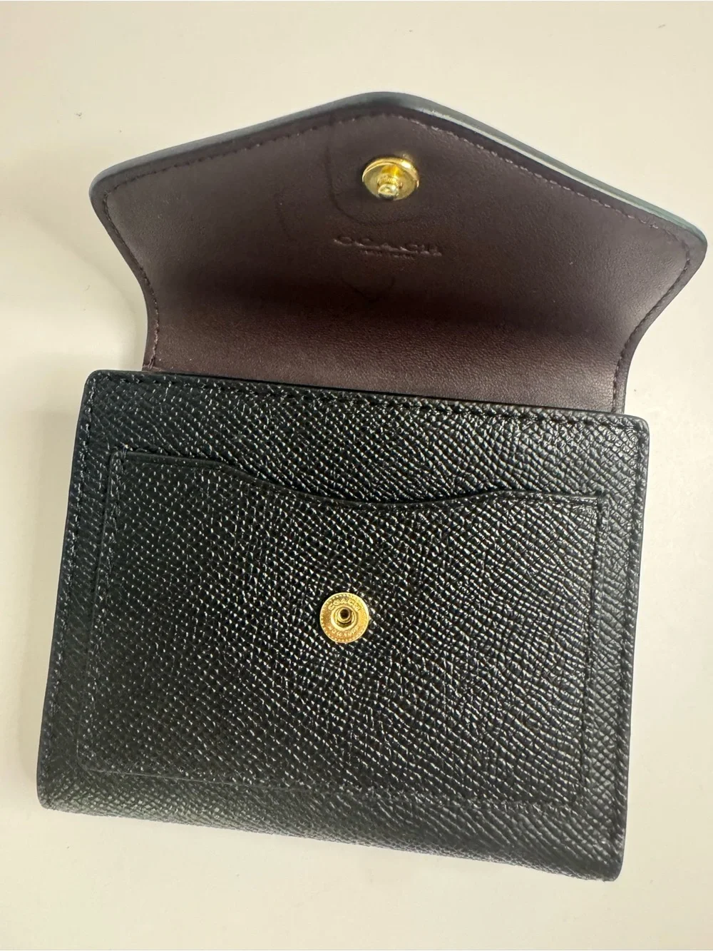 #423 Coach Wyn Crossgrain Leather Trifold Compact Wallet